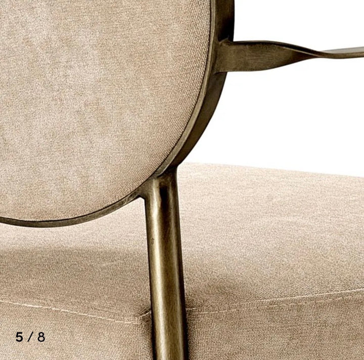 Scaun dining elegant catifea bej si alama Arm Eichholtz
