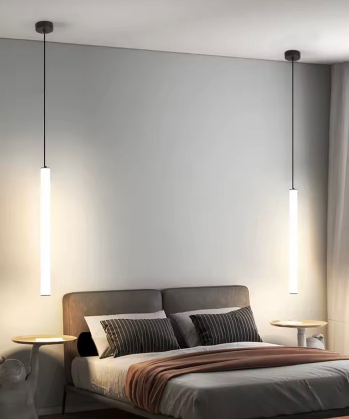 Pendul lung modern alb led opac