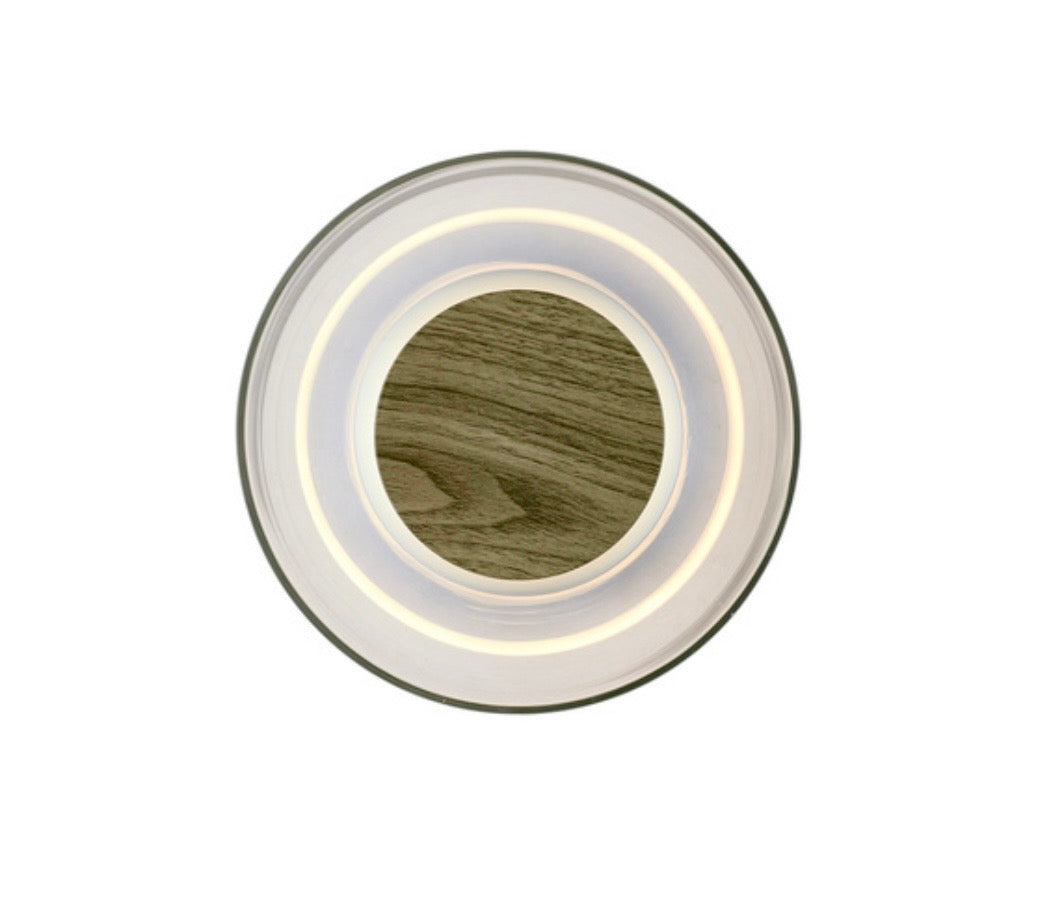 Aplica de perete rotunda sticla transparenta Walnut Led Step