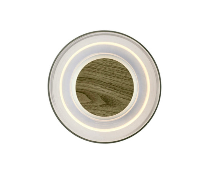 Aplica de perete rotunda sticla transparenta Walnut Led Step