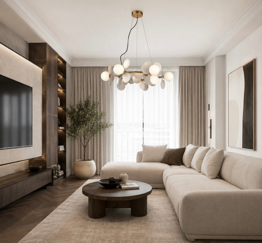 Lustra aurie cu petale albe Chic-9 75cm