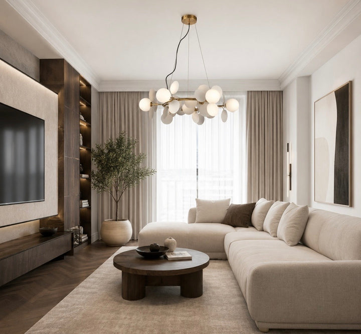 Lustra aurie cu petale albe Chic-9 75cm
