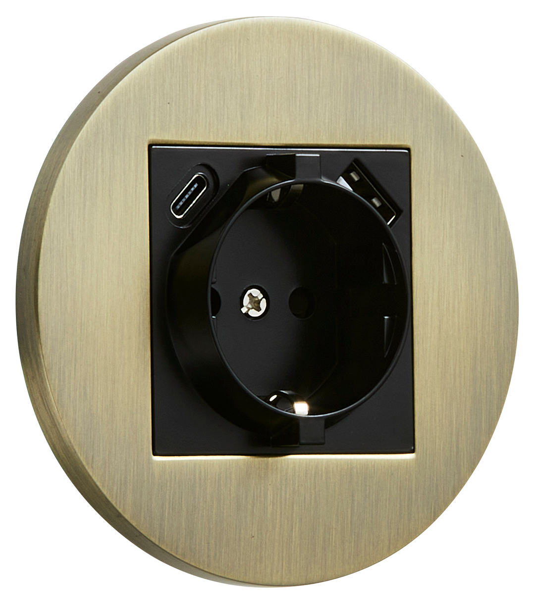 Priza rotunda Schuko + USB + USB-C alama periata