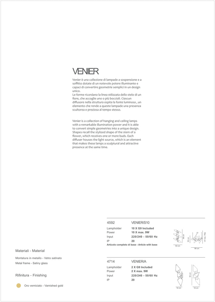 Lustra din forme geometrice aurii cu abajur alb mat Venier by Sikrea