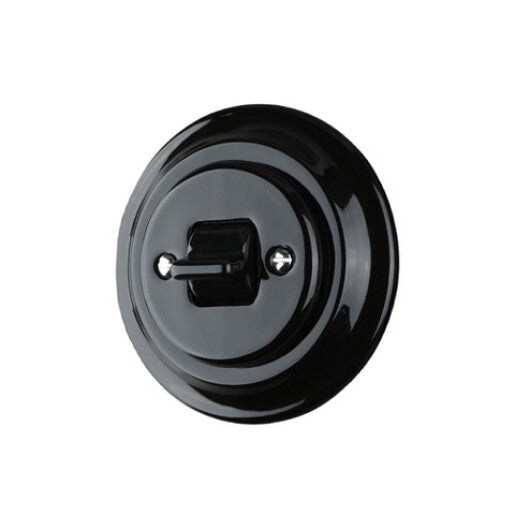 Intrerupator ceramic incastrat cap-cruce negru