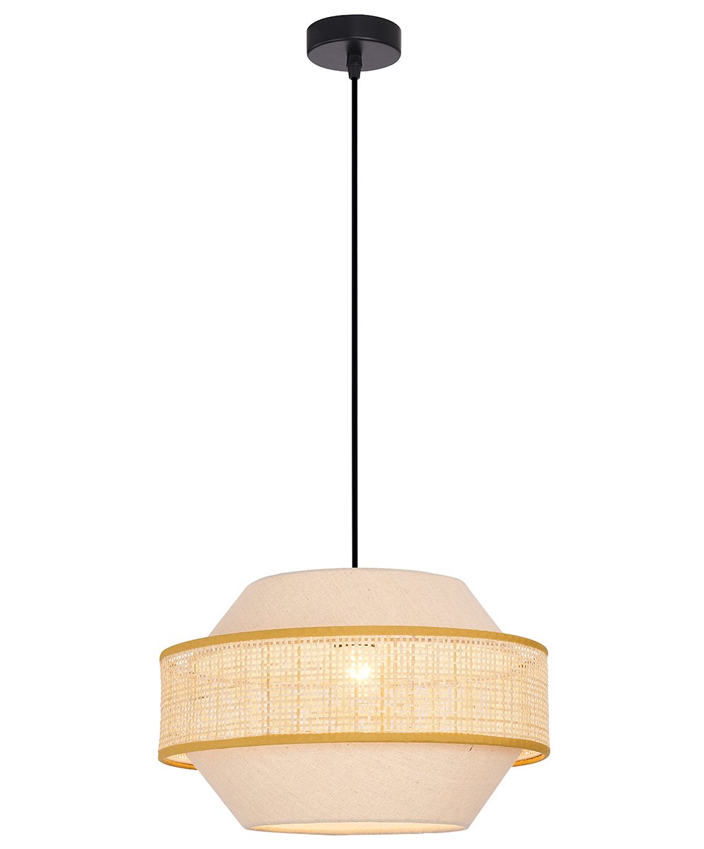 Pendul cu abajur din ratan si material D:350  Erica