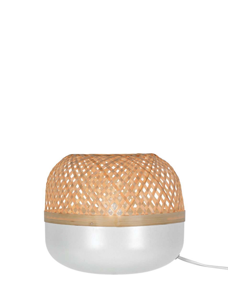 Lampa de masa alba cu bambus Saline