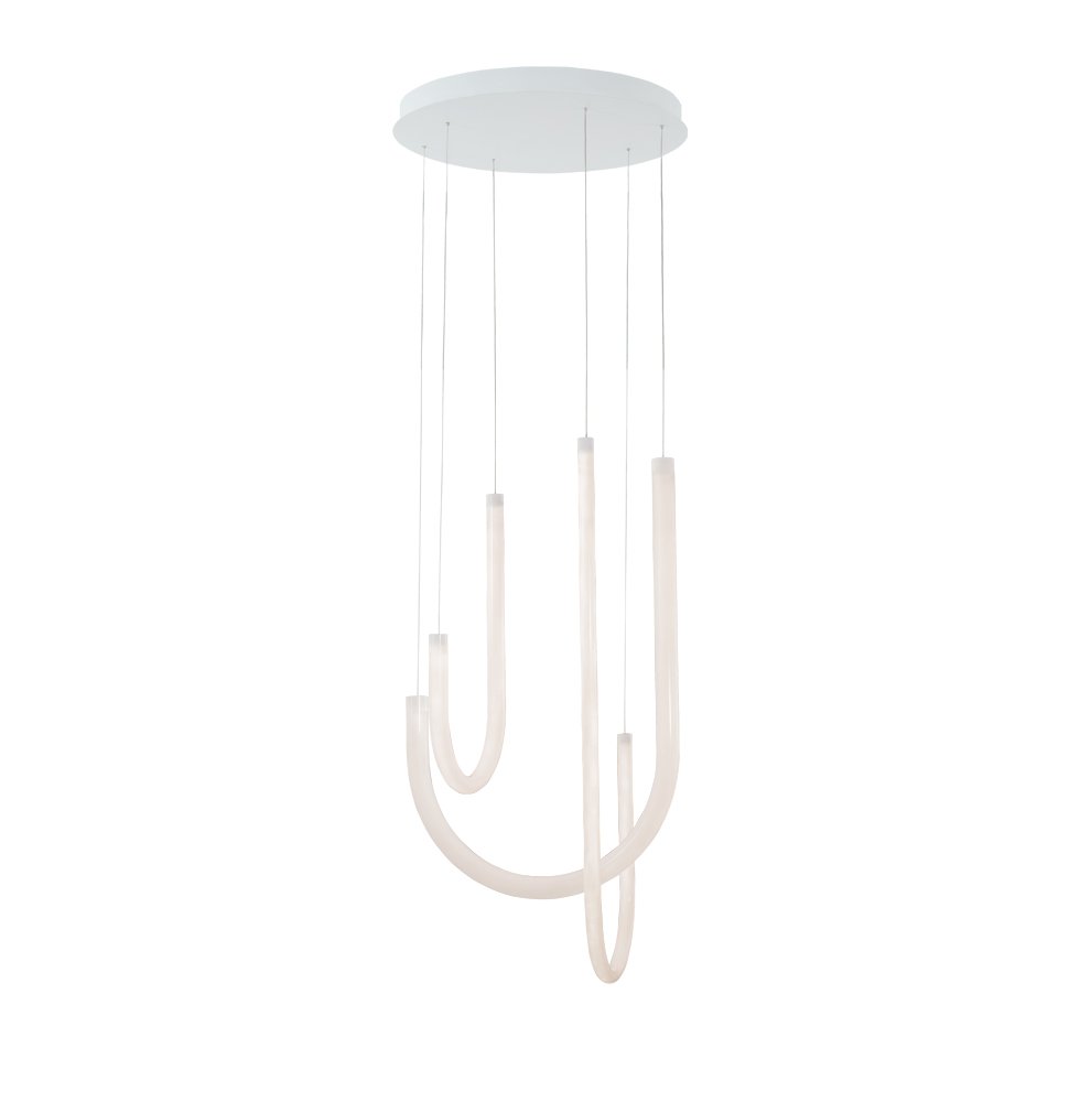Lustra alba led cu pendule D:410 Yvonne