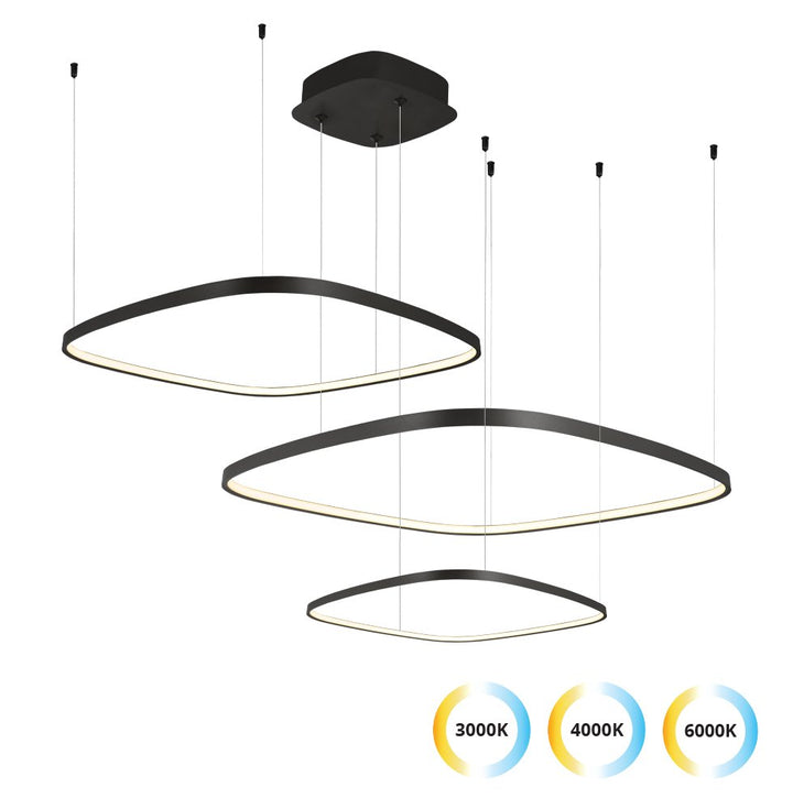 Lustra led cu 3 patrate suspendate Lorenzo