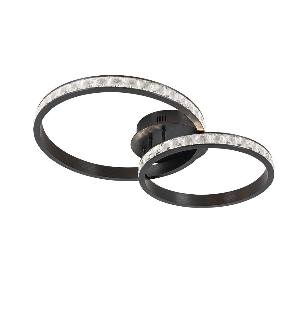 Plafoniera neagra cu doua cercuri led Oriana