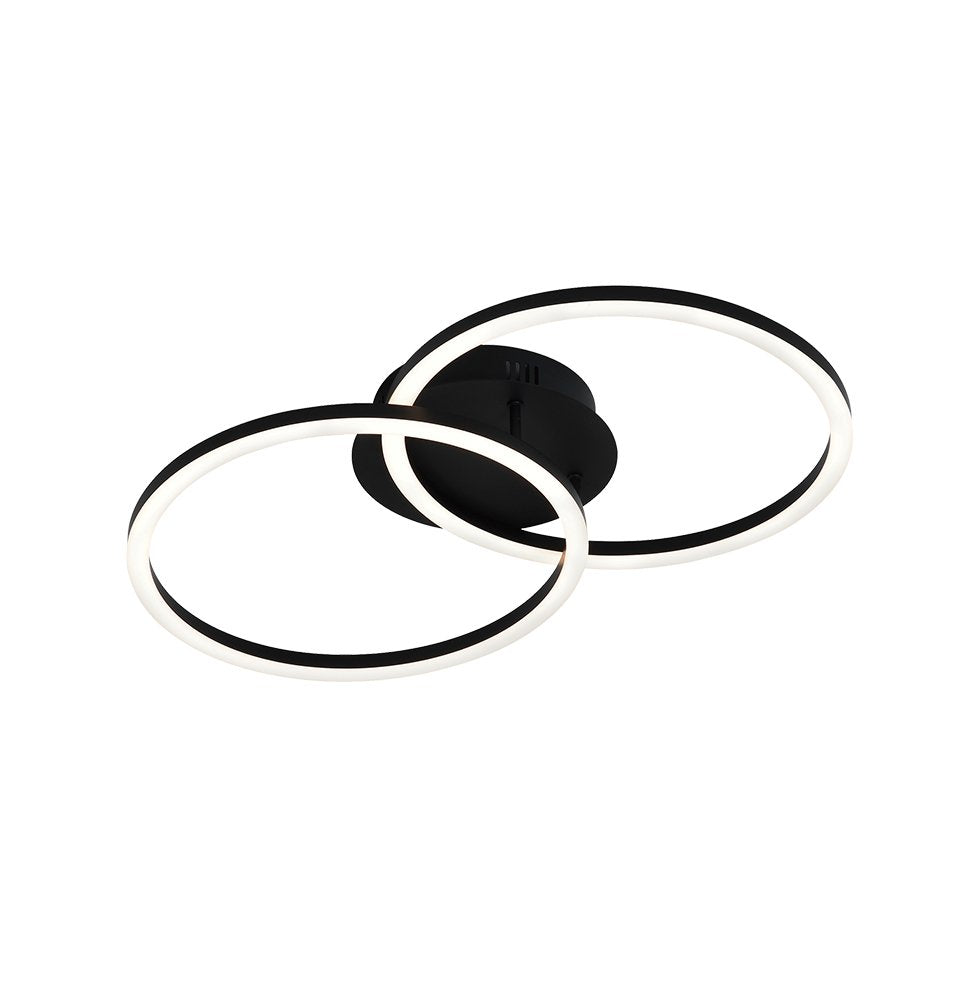 Plafoniera neagra cu doua cercuri led intersectate Livia
