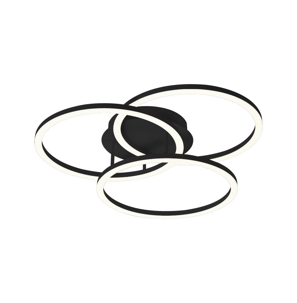 Plafoniera neagra cu 3 cercuri led intersectate Black Livia