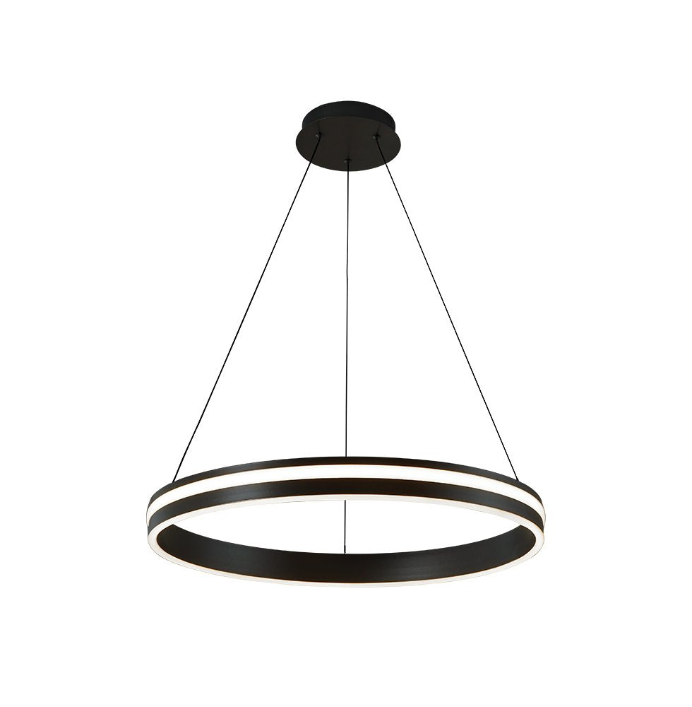 Lustra neagra cu cerc led iluminat in exterior Nesos