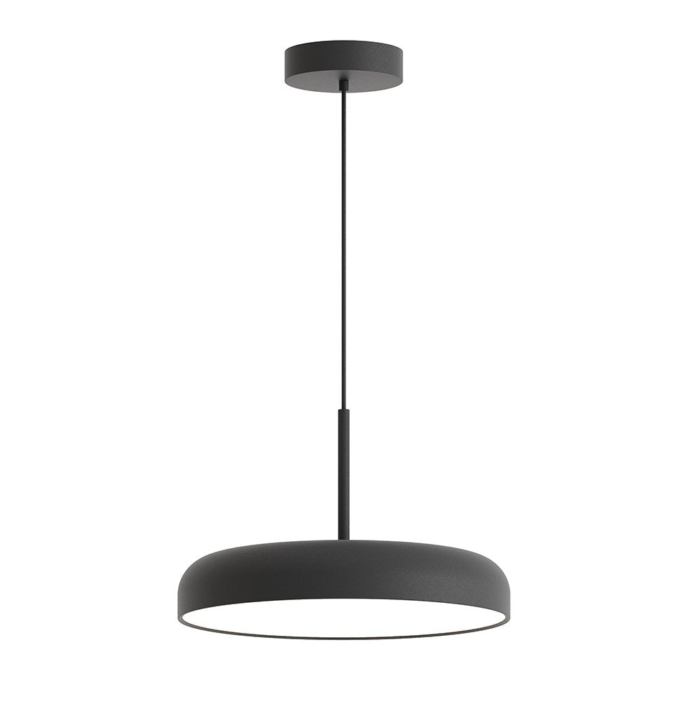 Pendul led negru cu abajur plat Deva