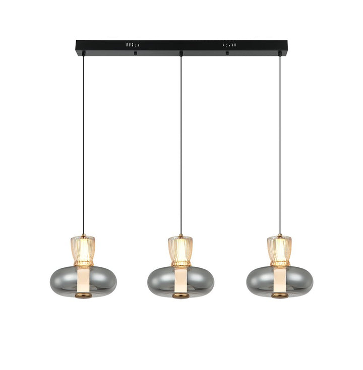 Lustra cu baza liniara si 3 pendule din sticla Sirel