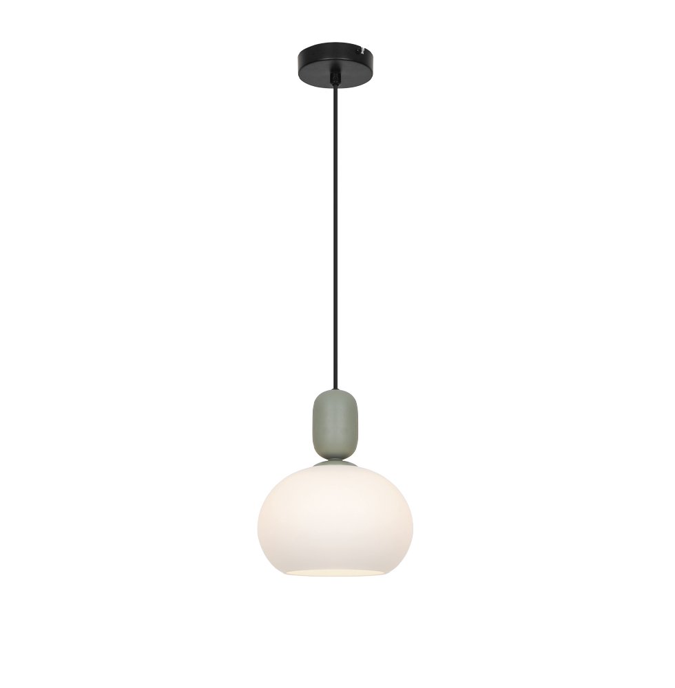 Pendul cu abajur alb mat si accente maslinii Valisia