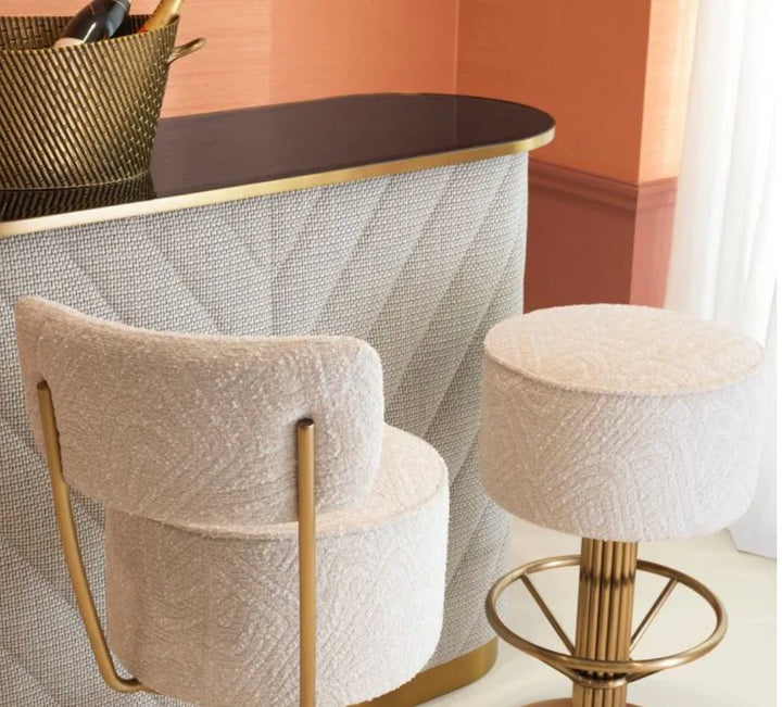 Scaun de bar glamour cu alama si tesatura  Carleton Eichholtz
