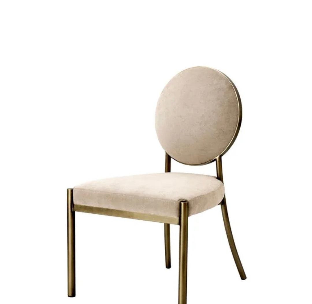 Scaun dining elegant catifea bej si alama Scribe Eichholtz