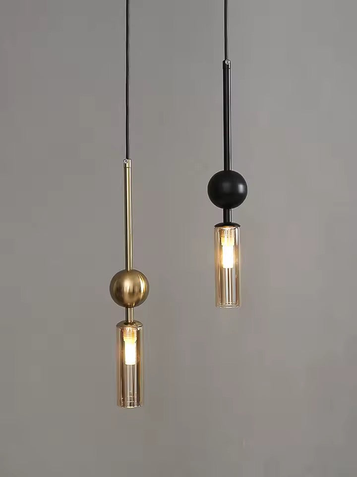 Pendul de design cu tija metalica si sticla  Unika