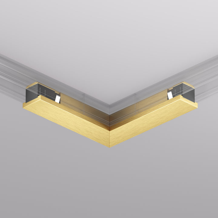 Conector electric 90° tavan-tavan pentru șină SHINE BASE, 48V, alamă satinat – Denkirs