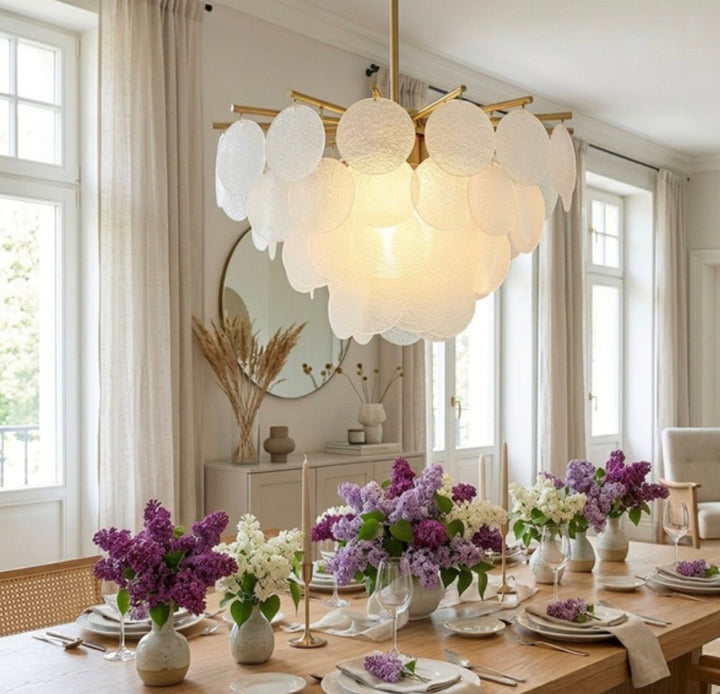 Lustra eleganta cu sticla opaca rotunda Fiore Gold 60cm