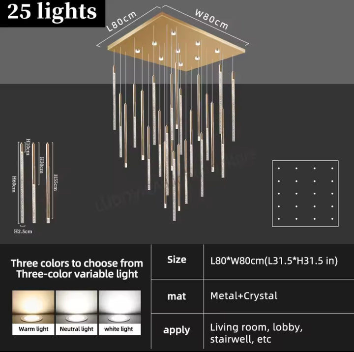 Candelabru luxury cu pendule multiple Crystal Rain
