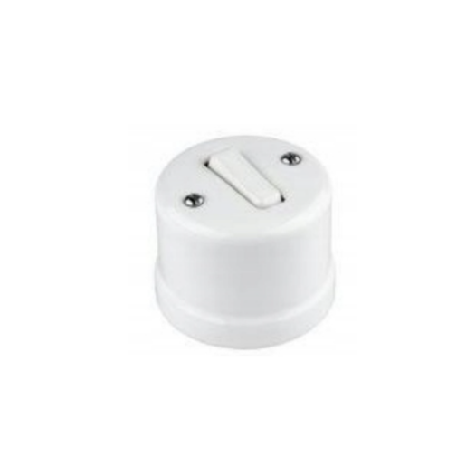 Intrerupator ceramic aparent simplu alb