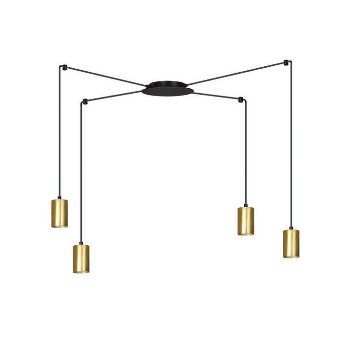 Lustra suspendata TRAKER 4 neagra/auriu