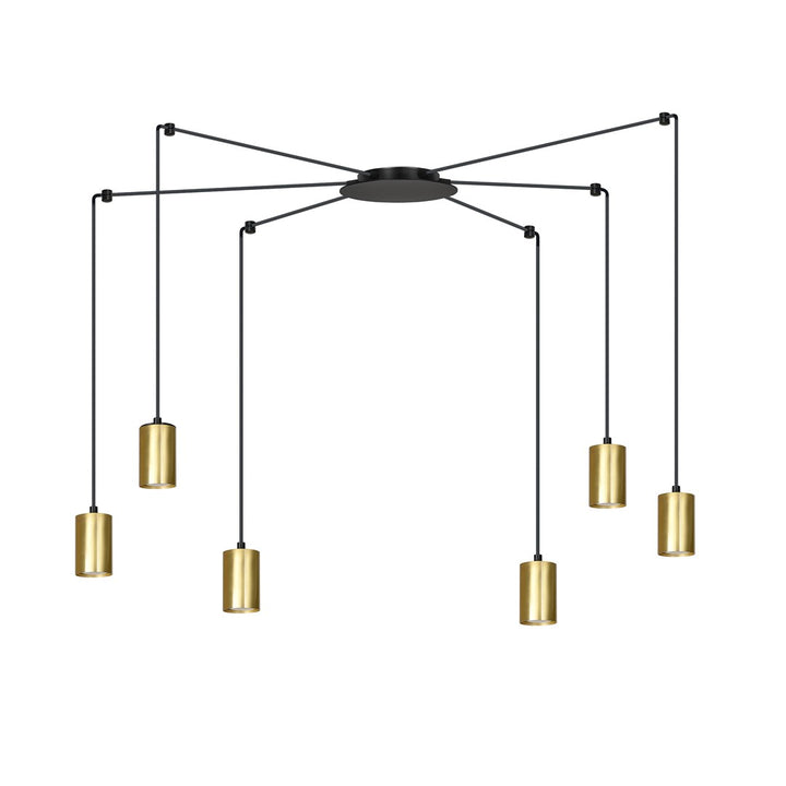 Lustra suspendata TRAKER 6 neagra/auriu