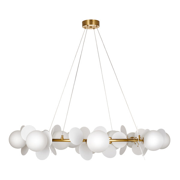 Lustra de design eleganta aurie cu petale albe Chic