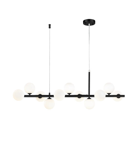 Lustra liniara cu globuri alb mat  Mini Moon 100cm Step