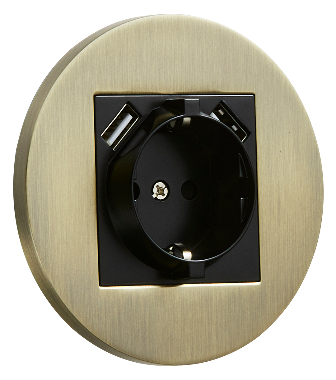 Priza rotunda Schuko + 2 x USB alama periata