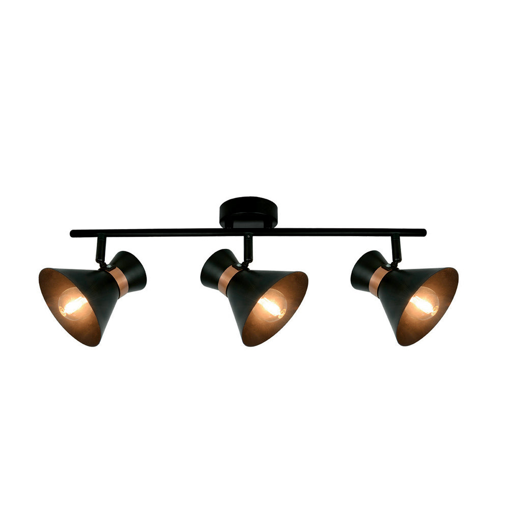Plafoniera 3 lumini cu design clasic de culoare neagra si cupru Kelly by Viokef