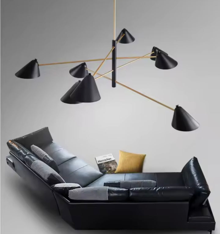 Lustra neagra design modern cu 6 abajururi Freya