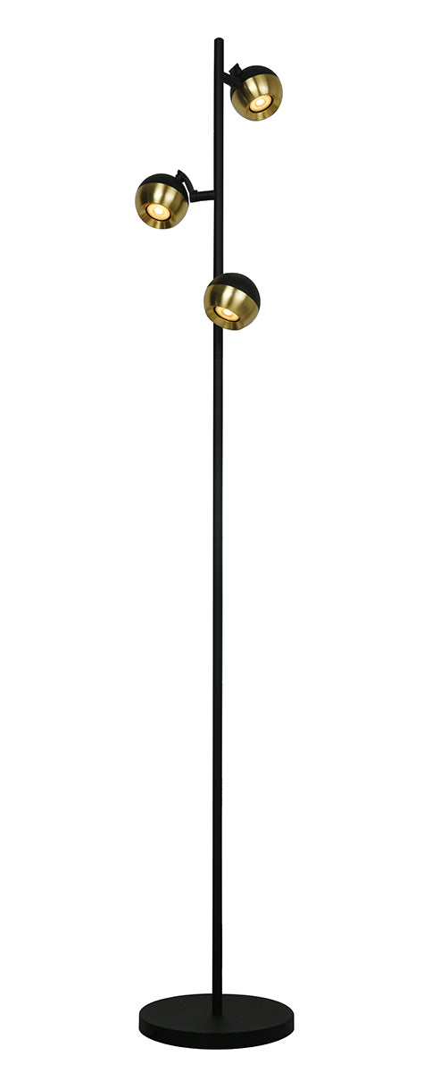 Lampadar minimalist negru cu finisaje de alama Ringo by Viokef