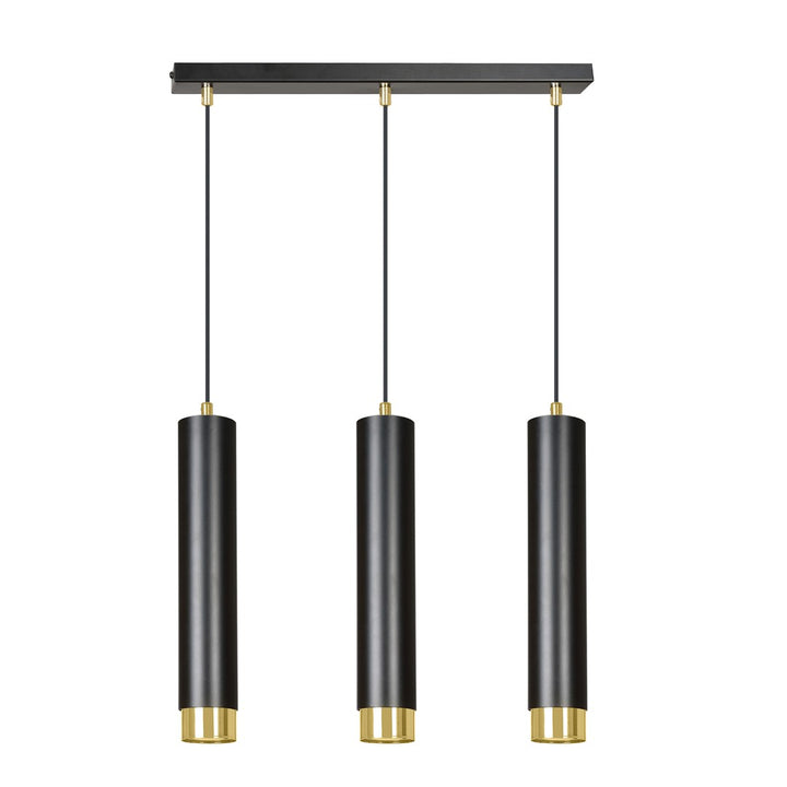 Lustra suspendata KIBO 3 neagra/auriu