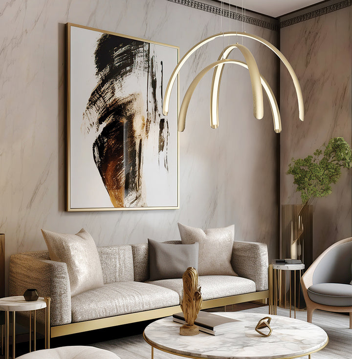 Lustra suspendata cu semicercuri aurii Megan