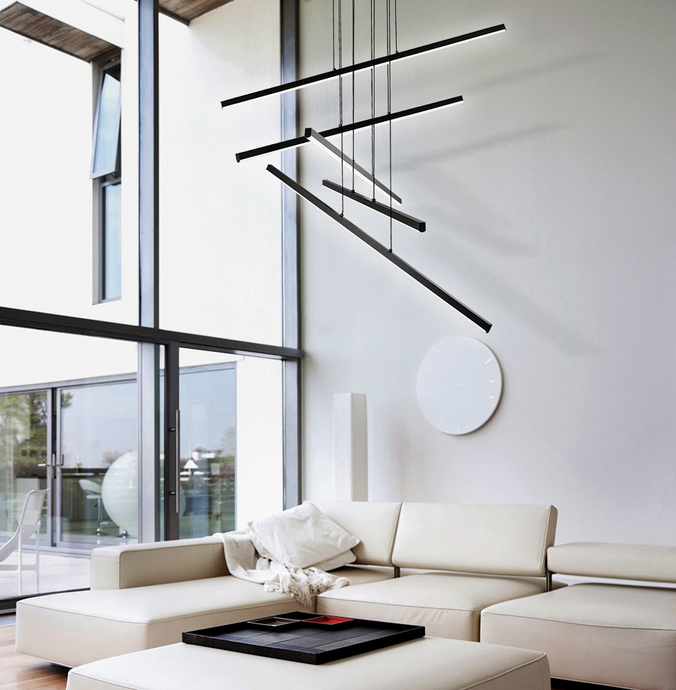 Lustra neagra suspendata D:805 Ray