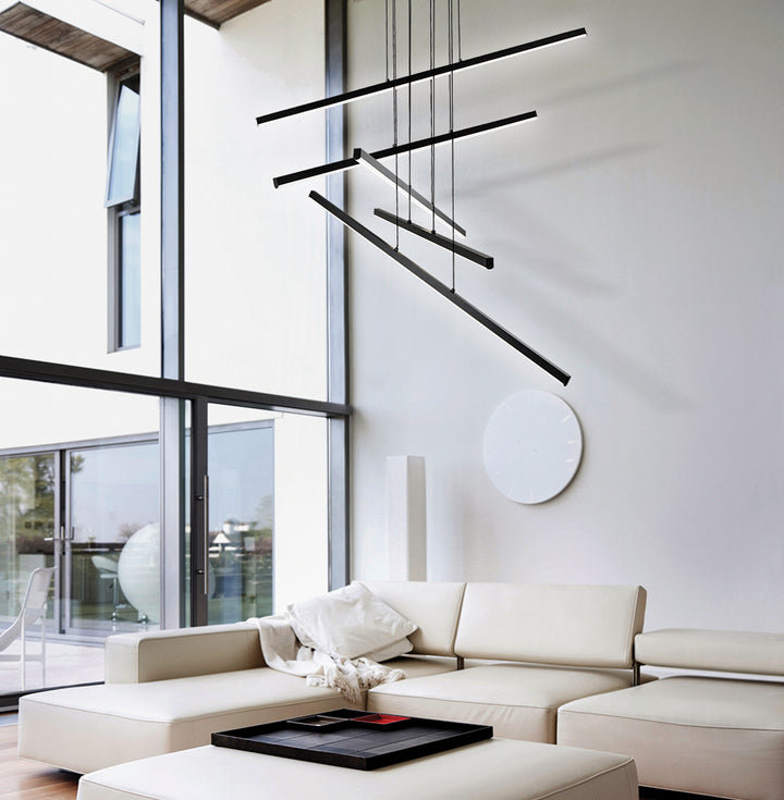 Lustra neagra suspendata D:805 Ray