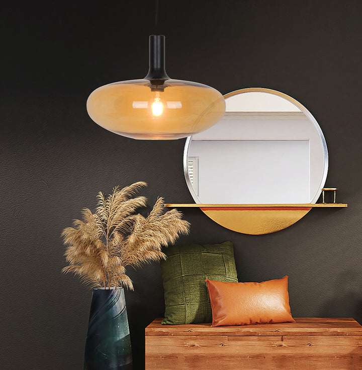 Pendul cu abajur din sticla chihlimbar Convex