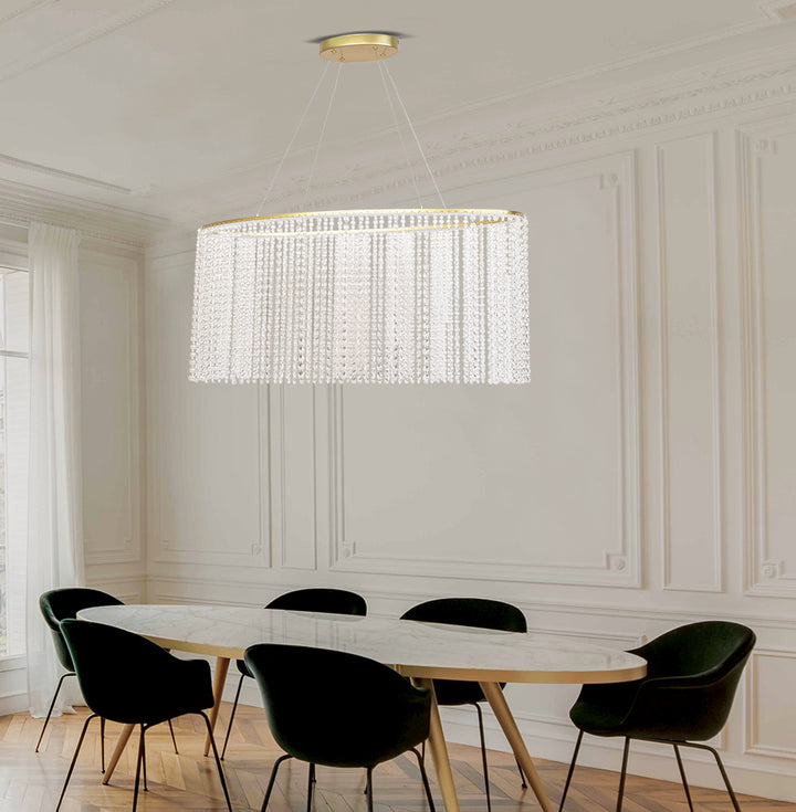 Lustra suspendata aurie cu cristale L:900 Sol