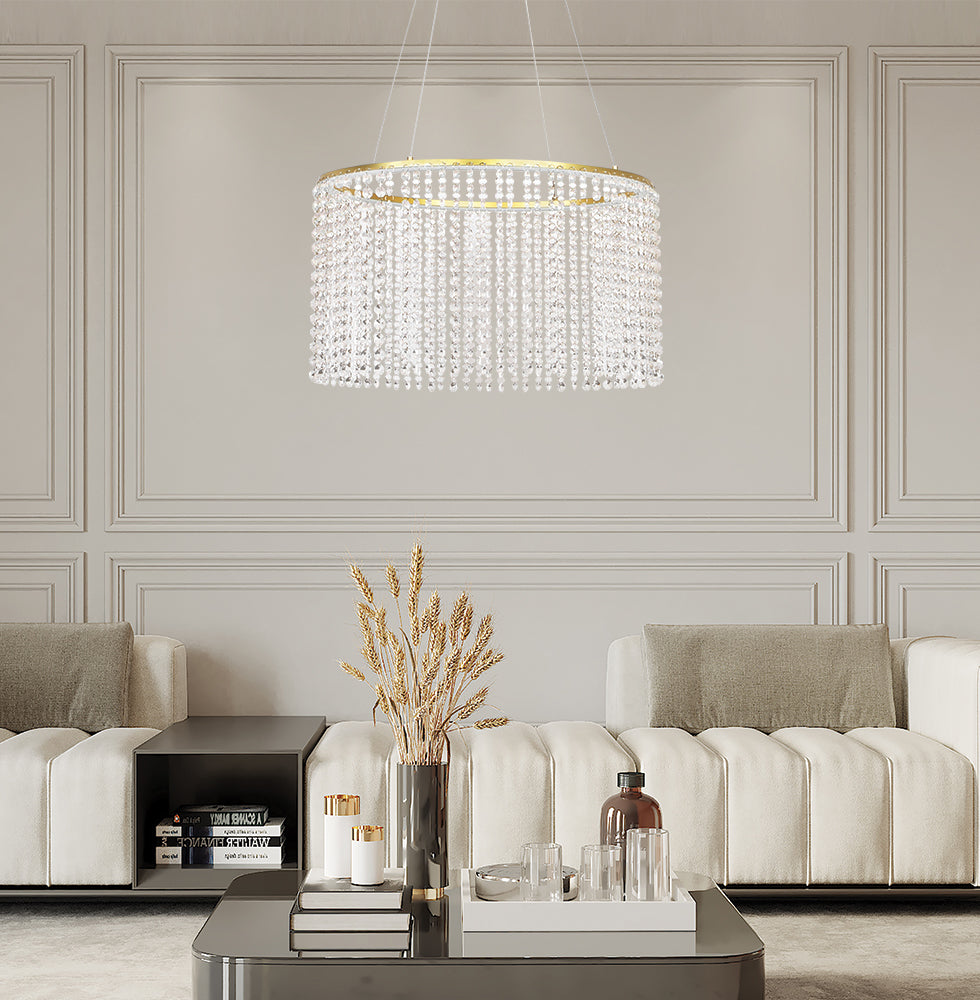 Lustra suspendata aurie cu cristale L:500 Sol