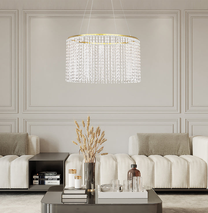 Lustra suspendata aurie cu cristale L:500 Sol