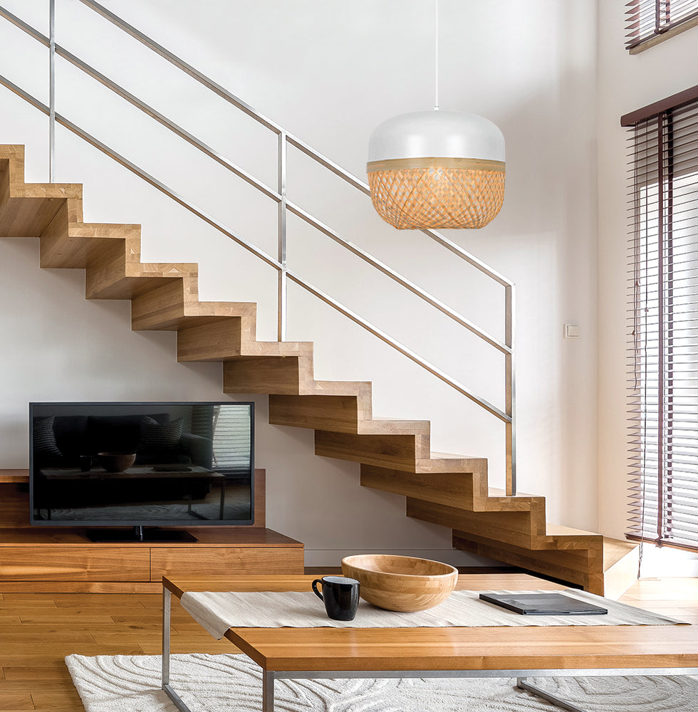 Pendul cu abajur din bambus Saline