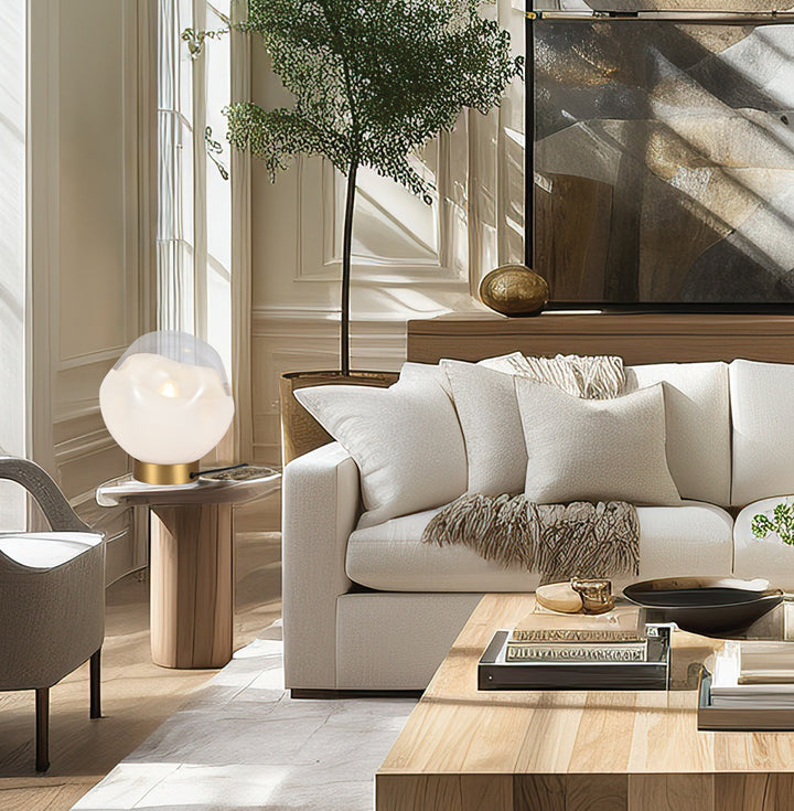 Lampa de masa cu abajur de sticla neuniform Vana