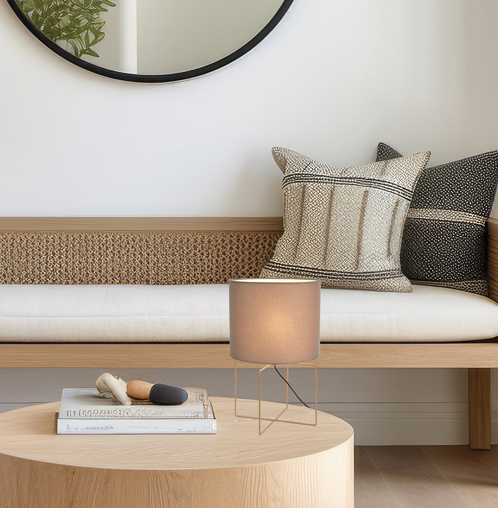 Lampa de masa cu abajur textil maro Rondo