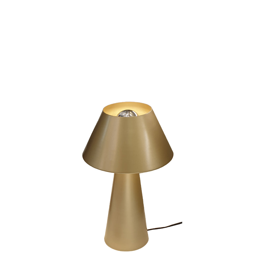 Lampa de masa aurie cu abajur conic din metal Dona