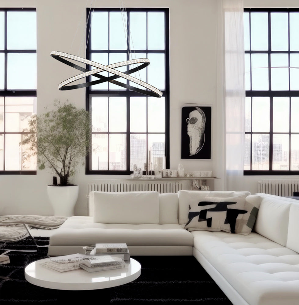 Lustra cu 2 cercuri intersectate led L:1000  Oriana