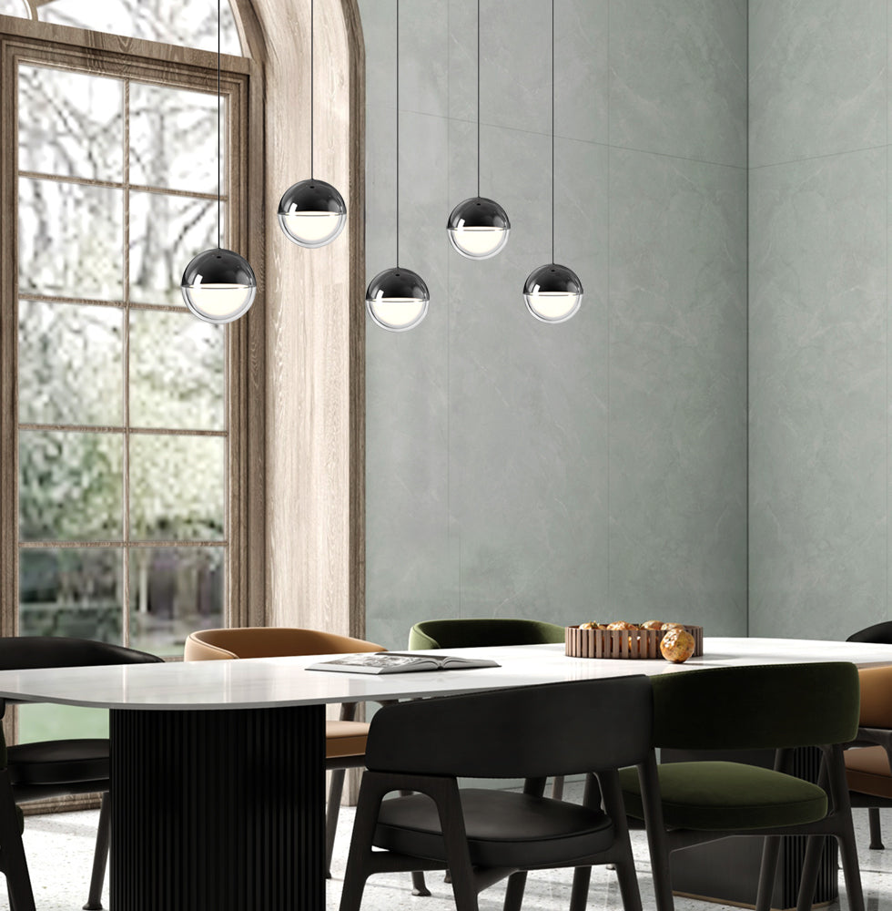 Lustra cu baza liniara si 5 pendule Zirea