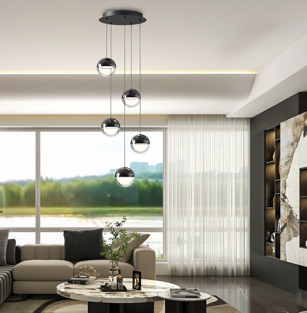 Lustra cu baza rotunda si 5 pendule Zirea